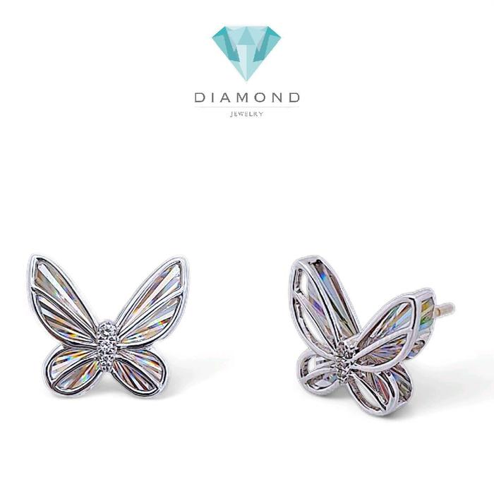 Butterfly Diamond Rainbow Sparkle Earring 18Kb/ Diamond Jewelry