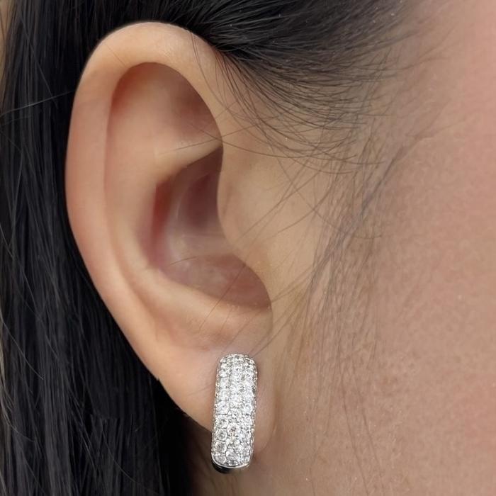 Anting Hoop klip Vintage Berlian 18K/diamond klip wide hoop earring-Diamond Jewelry