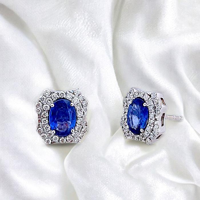 Blue Sapphire Diamond Earring 18K / Diamond Jewelry