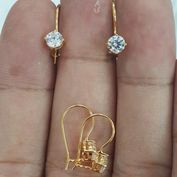 Anting emas 18K asli kristal tauge Diamond Jewelry