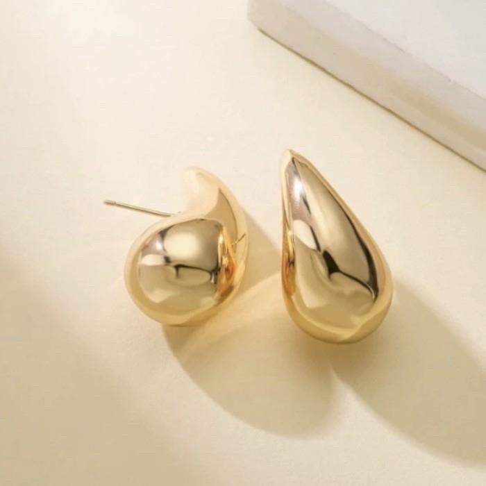 Bola/Tear drop gold 18k earring fashion -Diamond Jewelry-381AMS459LS-382AMS615LS