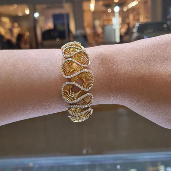 Diamond Bracelet Vintage spiral 18K / Diamond Jewelry