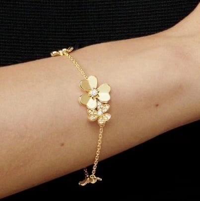 Frivole diamond flower vc 18k gold bracelet- Diamond Jewelry