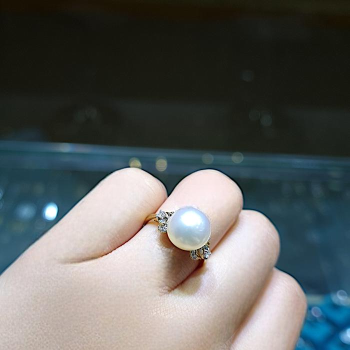 Pearl Diamond Ring 18K / Diamond Jewelry