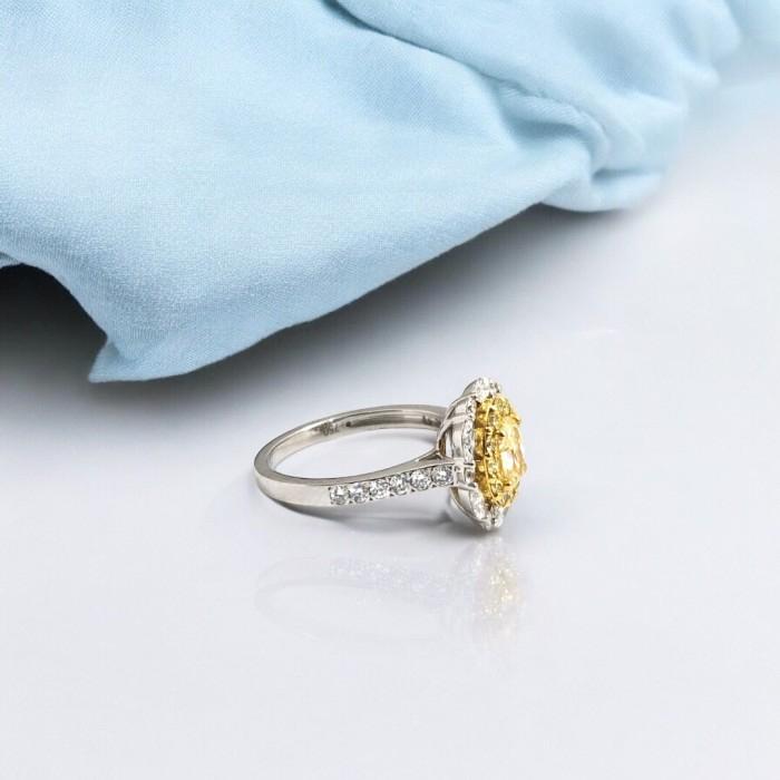 Yellow diamond oval solitaire ring flower- cincin berlian kuning bunga 18k