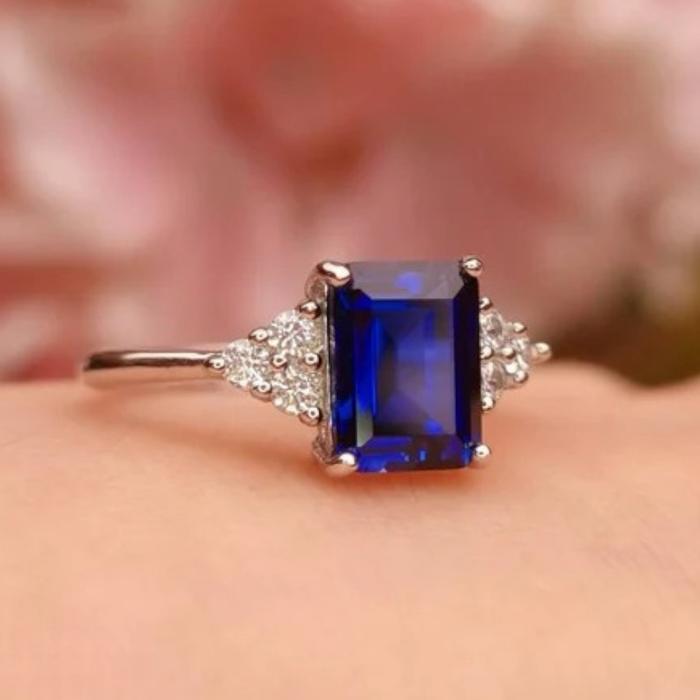Sapphire Ring Diamond 18k white gold/cincin emas putih 18k sapphire ring -Diamond Jewelry