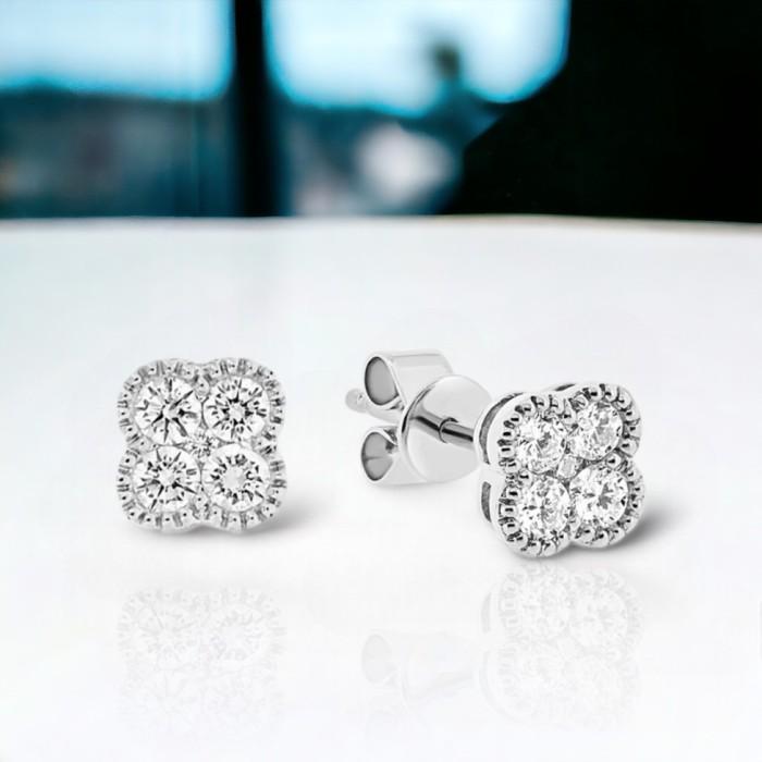 Vancleef earring stud anting clover diamond 18K