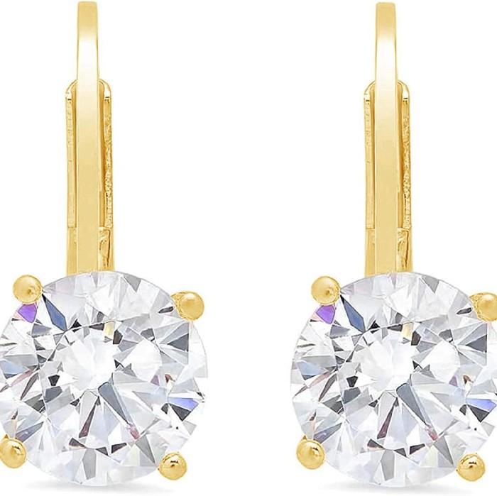 Anting emas 18K asli kristal tauge Diamond Jewelry