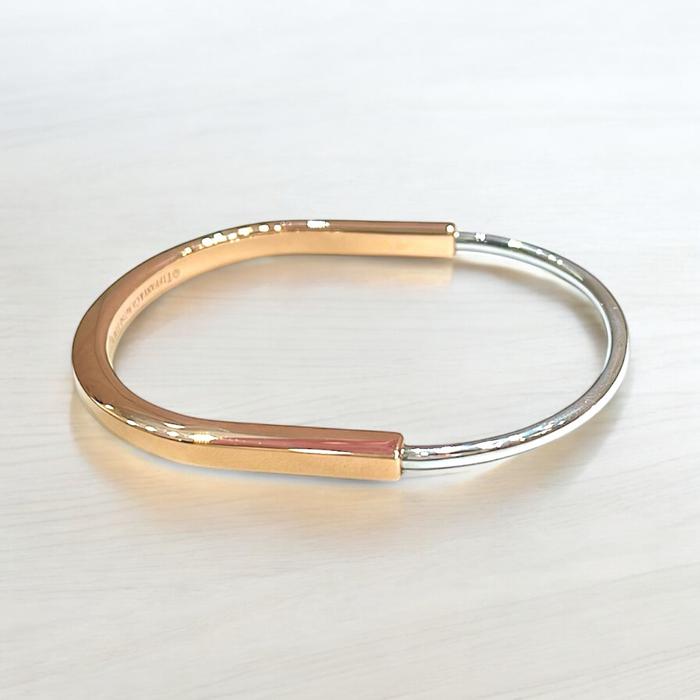 Lock Bracalet all gold duo color mini gold 18k:Diamond Jewelry