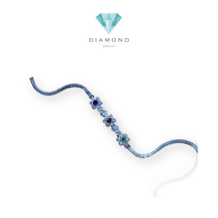 Diamond Bangle Three Colorstone - Gelang Berlian - Diamond Jewelry