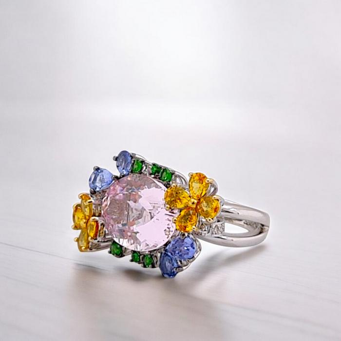 Magonite Ring mix gemstone 18K / Diamond Jewelry