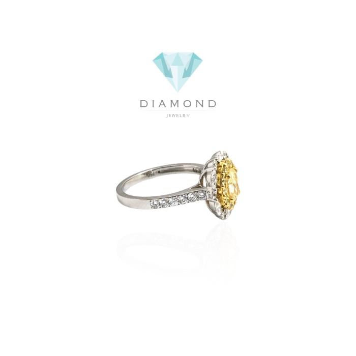 Yellow diamond oval solitaire ring flower- cincin berlian kuning bunga 18k