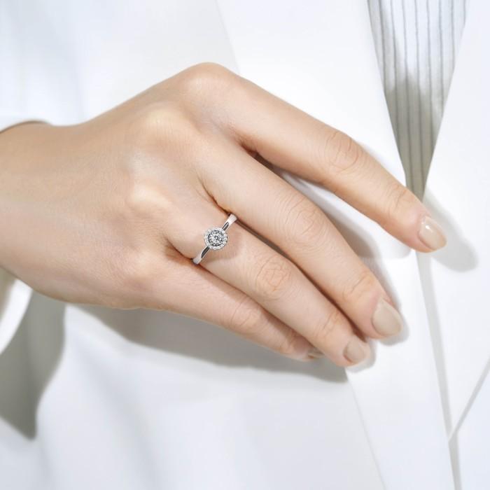 Halo Solitaire Lily Diamond ring 18k -Diamond Jewelry