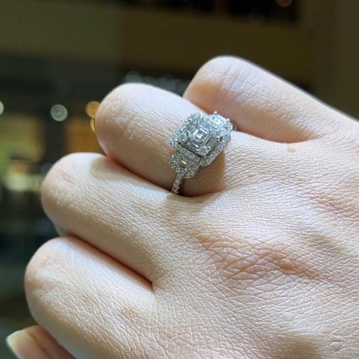 Tri Baguette diamond ring/cincin berlian baguette kotak 18k-Diamond jewelry