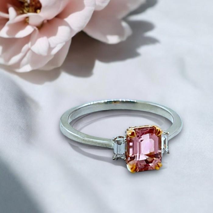 Tourmalinw pink Diamond Ring 18K/Cincin berlian pink turmalin