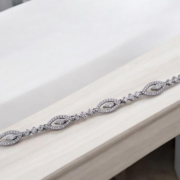 Diamond Bracelet Marquis tennis 18K / Diamond Jewelry