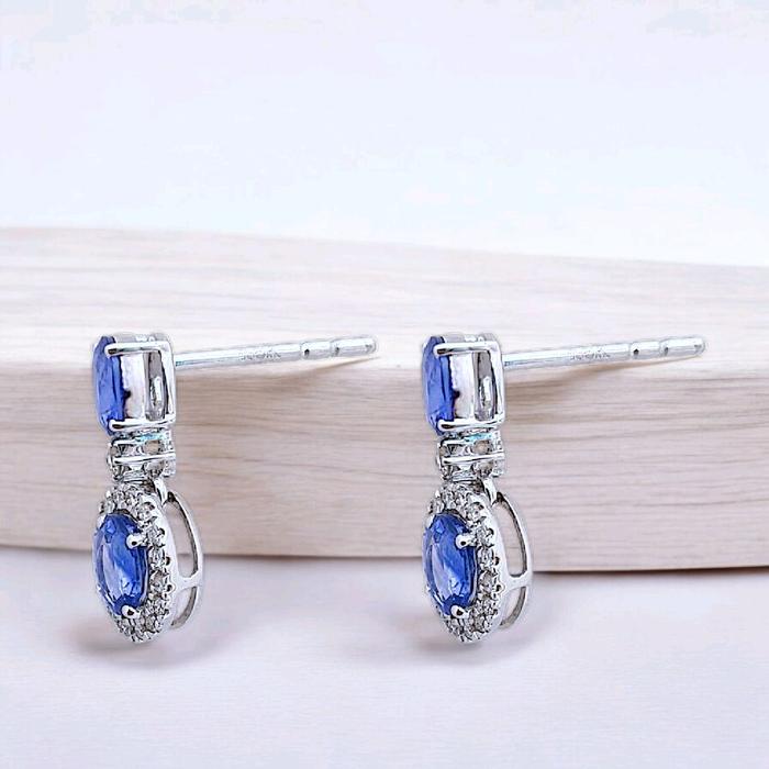 Blue Sapphire Diamond Earring 18K / Diamond Jewelry