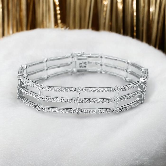 Diamond Bracelet tri listring tennis - Gelang Berlian - Diamond Jewelry - White 03030409