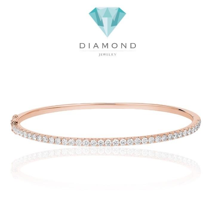 Diamond Bangle Half pave moon 18k rose gold-Diamond Jewelry