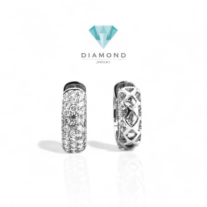 Anting Hoop klip Vintage Berlian 18K/diamond klip wide hoop earring-Diamond Jewelry