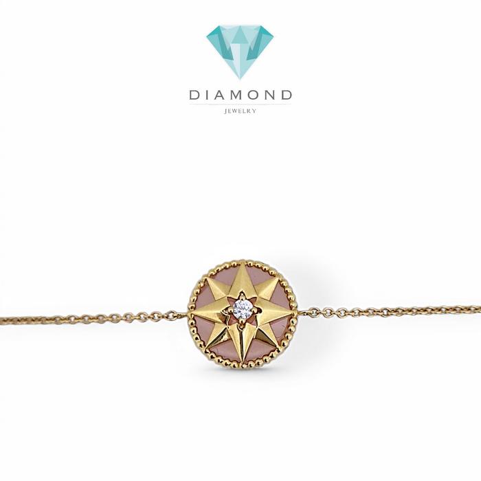Star Lucky Diamond pink opal Bracelet 18K / Diamond Jewelry