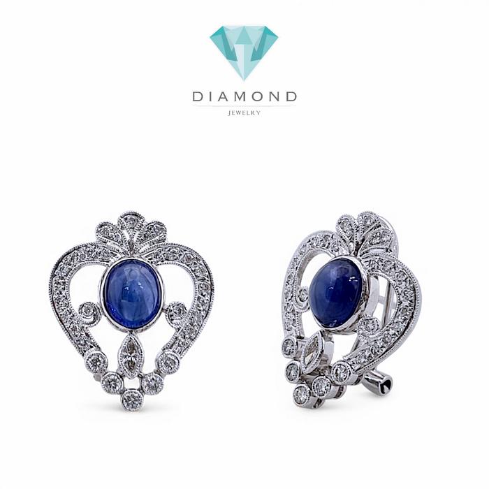 Blue Sapphire Diamond Earring / Diamond Jewelry