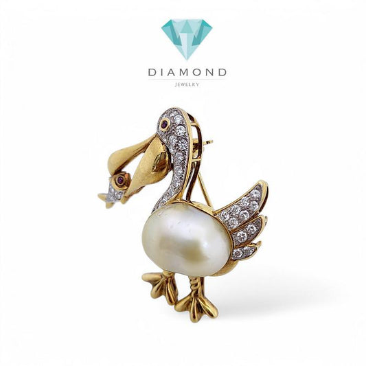 Pelikan Pearl Diamond Clip 18K / Diamond Jewelry