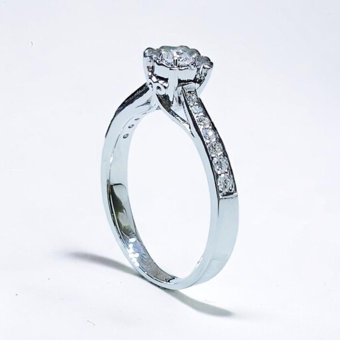Solitaire illusion diamond ring/cincin berlian solitaire Parisian 18k/cincin berlian tunangan berlian emas putih -Diamond Jewelry