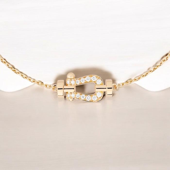 Horseshoe rose gold bracelet 18k pave diamond-Diamond Jewelry