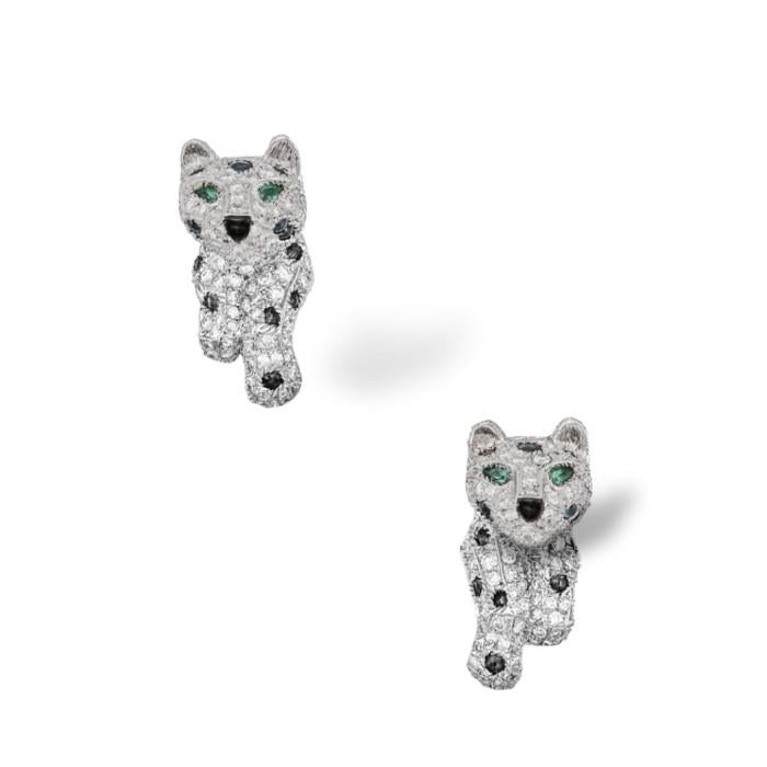 Panthere earring Diamond onyx emerald gold 18K Diamond Jewelry-17ABGT1250WPLS