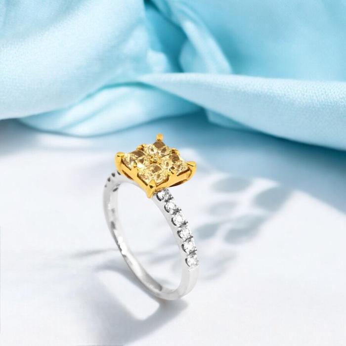 Cincin square yellow diamond ring/ cincin diamond square yellow diamond-Diamond Jewelry