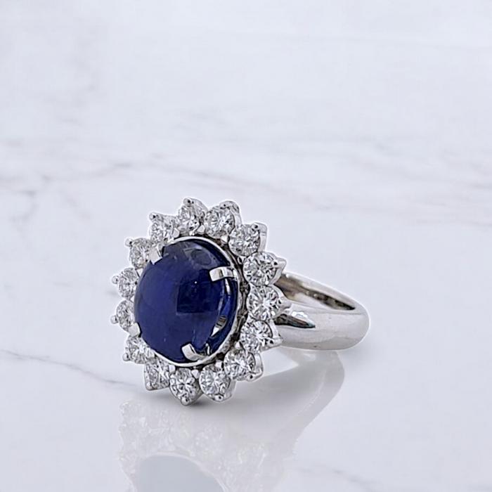 Blue Sapphire Diamond Ring 18K / Diamond Jewelry