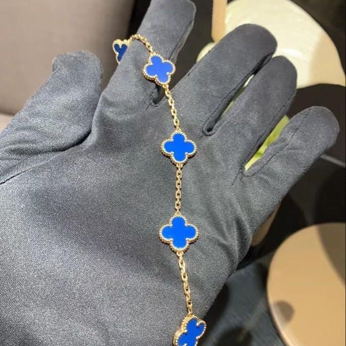 Clover Vintage Blue Agate bracelet vc-Diamond Jewelry