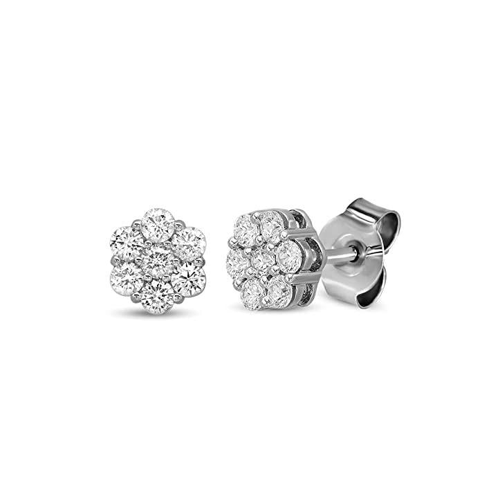 Anting diamond lotus emas putih white gold 18 krt Diamond Jewelry