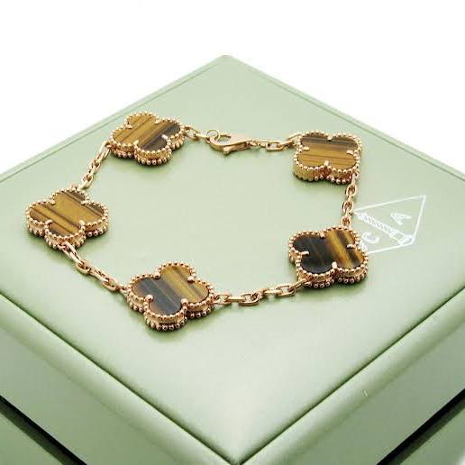 Tiger eye clover bracelet alhambra vintage vc 18k Gold-Diamond Jewelry