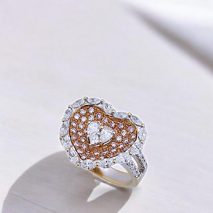 Love Pink Diamond Ring 18K / Diamond Jewelry/Cincin berlian pink heart diamond ring
