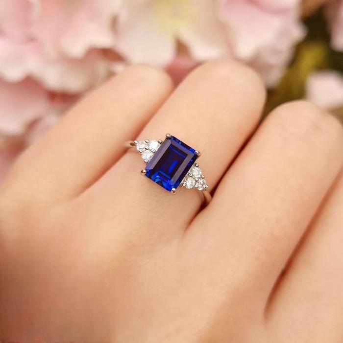 Sapphire Ring Diamond 18k white gold/cincin emas putih 18k sapphire ring -Diamond Jewelry