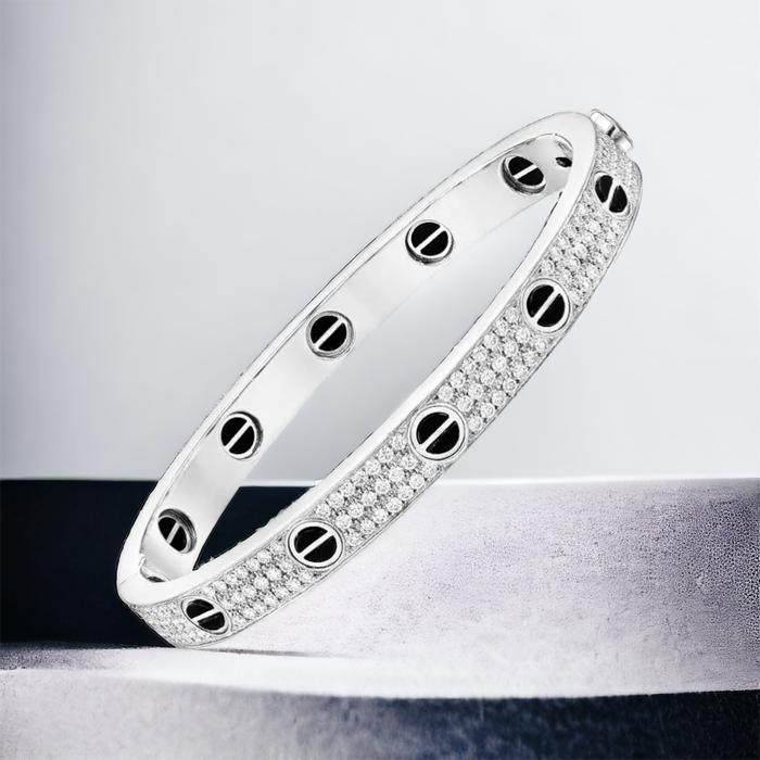 Onyx love diamond pave bangle crt bracelet-Diamond Jewelry