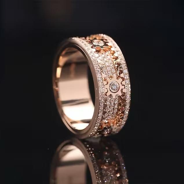 Diamond Spinning Gear Ring 18K Rose Gold-Diamond Jewelry