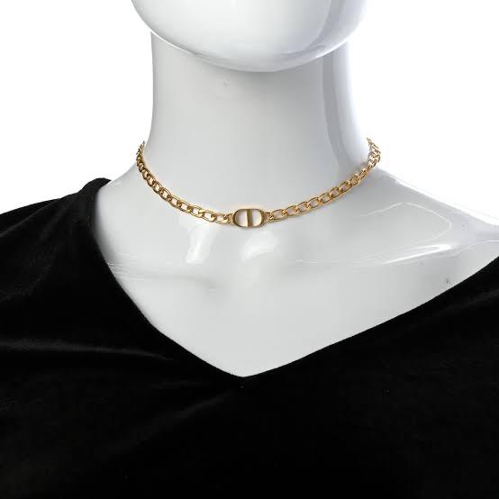 CD logo choker petit /large necklace 18k gold-Diamond Jewery