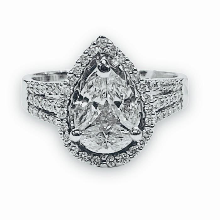 Pearshape esperanza Diamond Ring 18 K white gold Diamond Jewelry