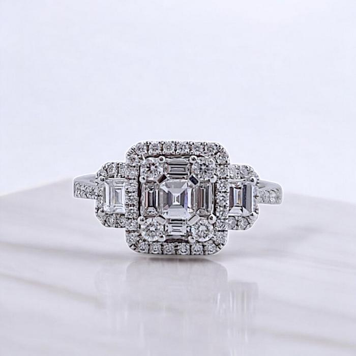 Tri Baguette diamond ring/cincin berlian baguette kotak 18k-Diamond jewelry