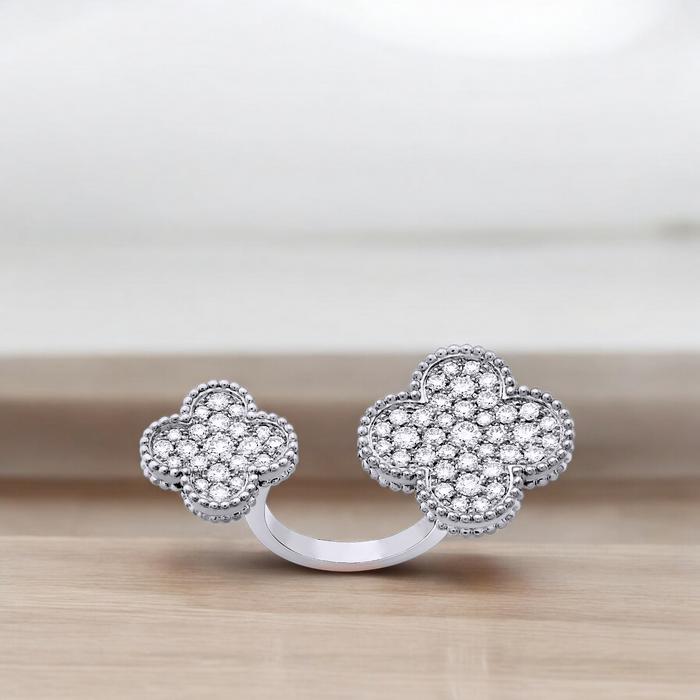 Magic Alhambra duo pave diamond Ring vca / Diamond Jewelry