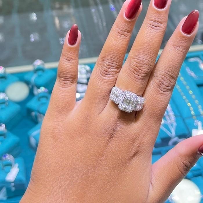 Tri baguette Diamond Ring 18K/ cincin berlian