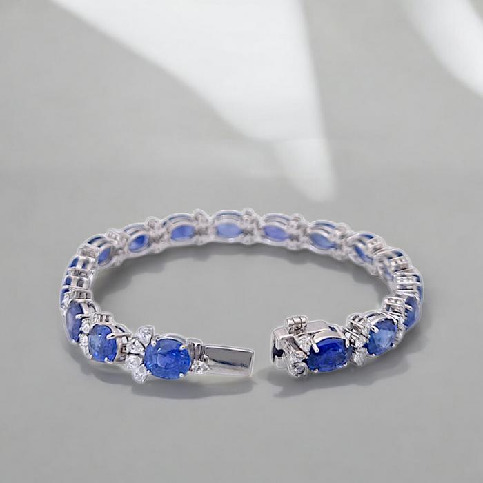 Safir/sapphire tennis Diamond Bracelet 18k white gold / Diamond Jewelry
