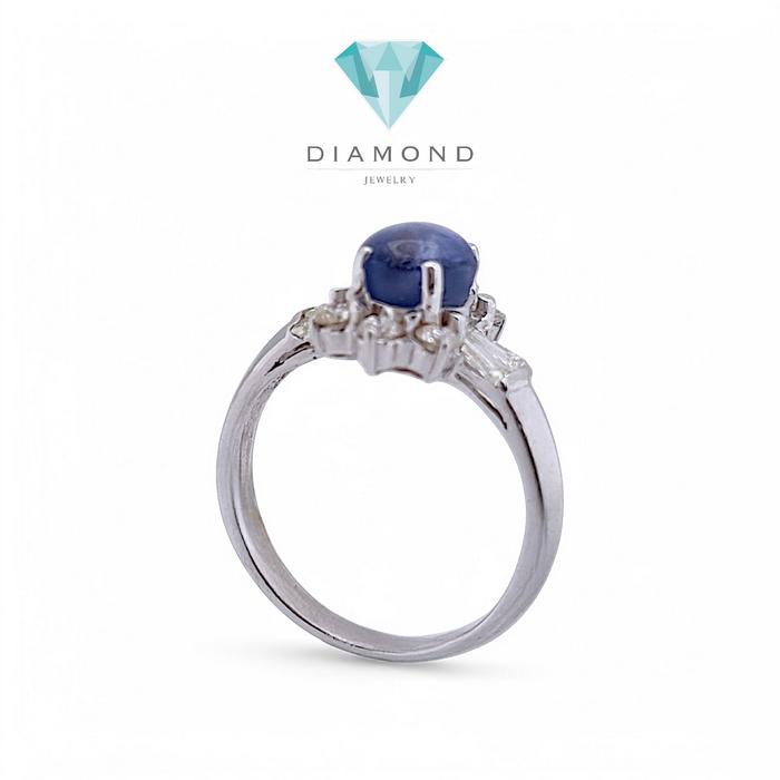 Blue Sapphire Diamond Ring 18K / Diamond Jewelry
