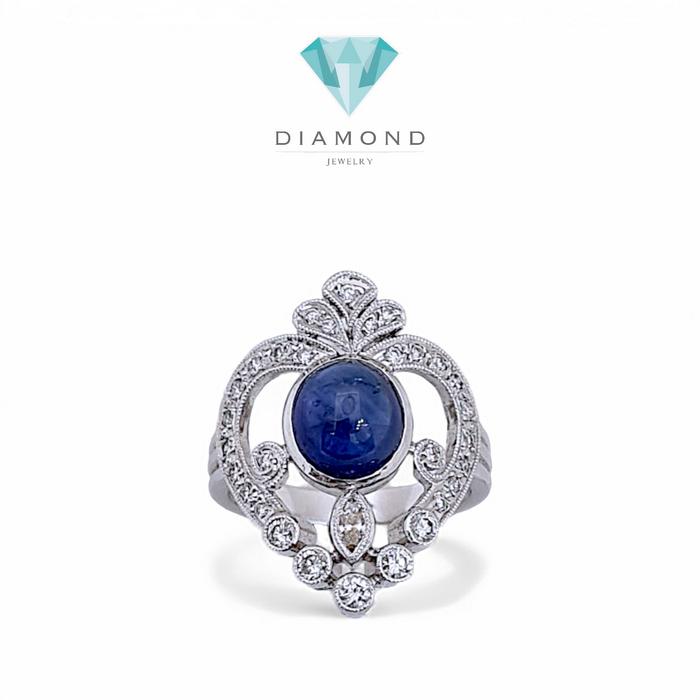 Sapphire Diamond Ring 18K / Diamond Jewelry
