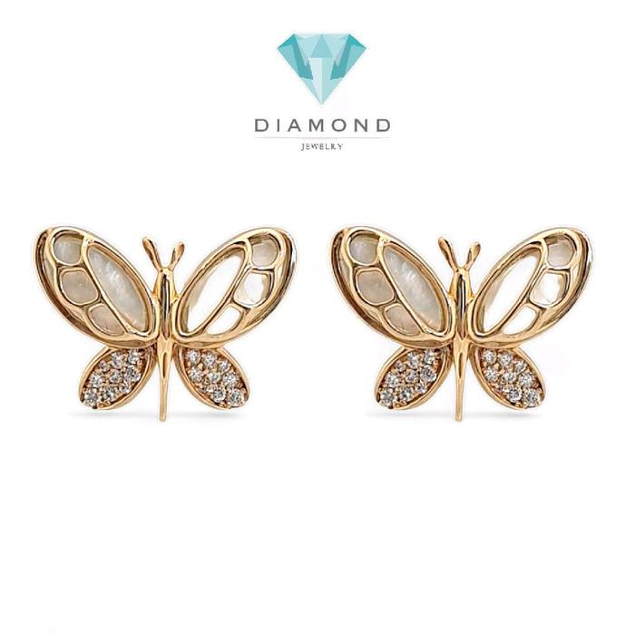Anting Berlian Kupu-Kupu & MOP-Diamond Jewelry
