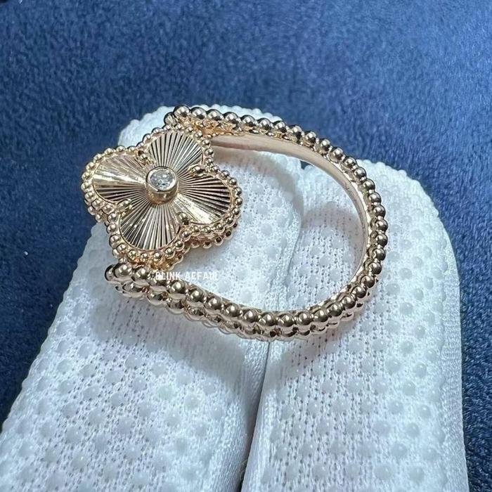 Vca flip charnelian diamond ring red 18k rose gold-Diamond Jewelry