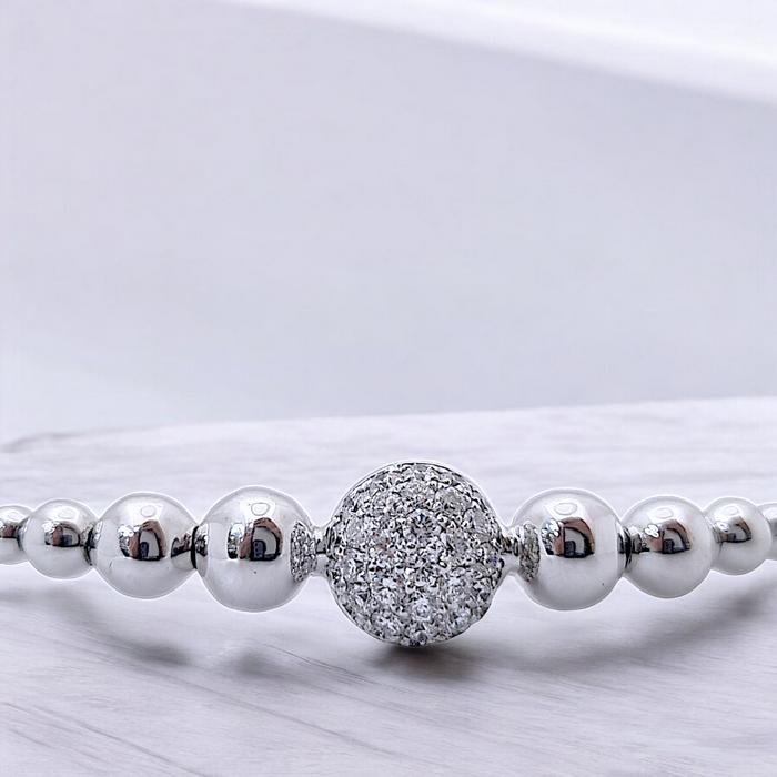 Diamond Bracelet perlee stretchable 18K / Diamond Jewelry